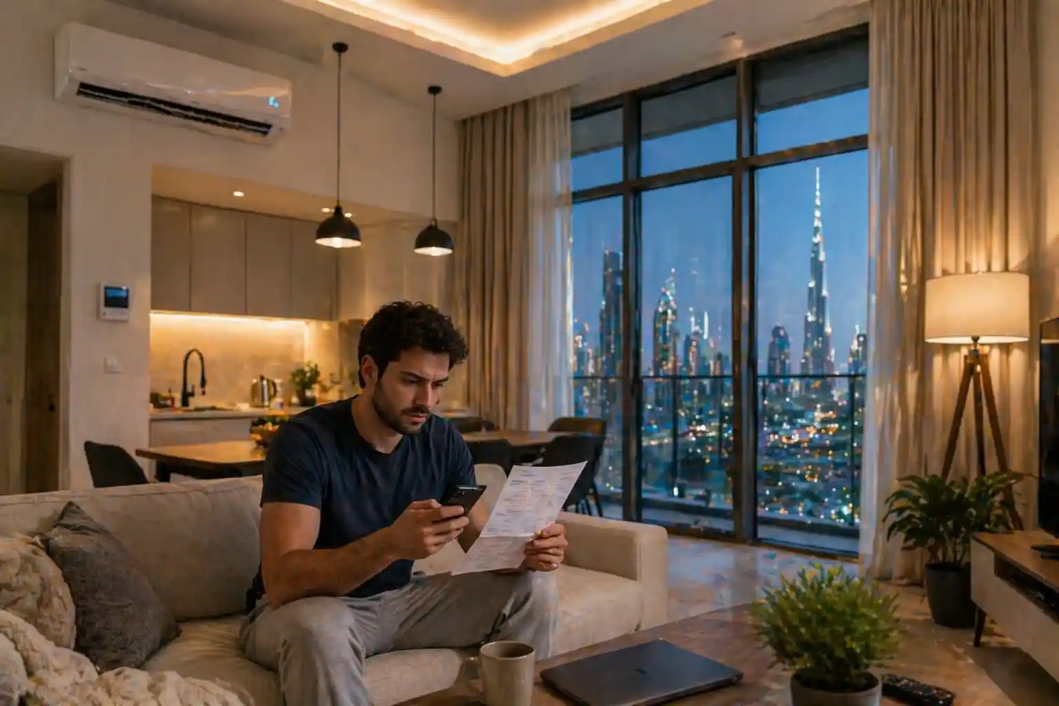 Average DEWA bill in Dubai showing electricity and utility usage