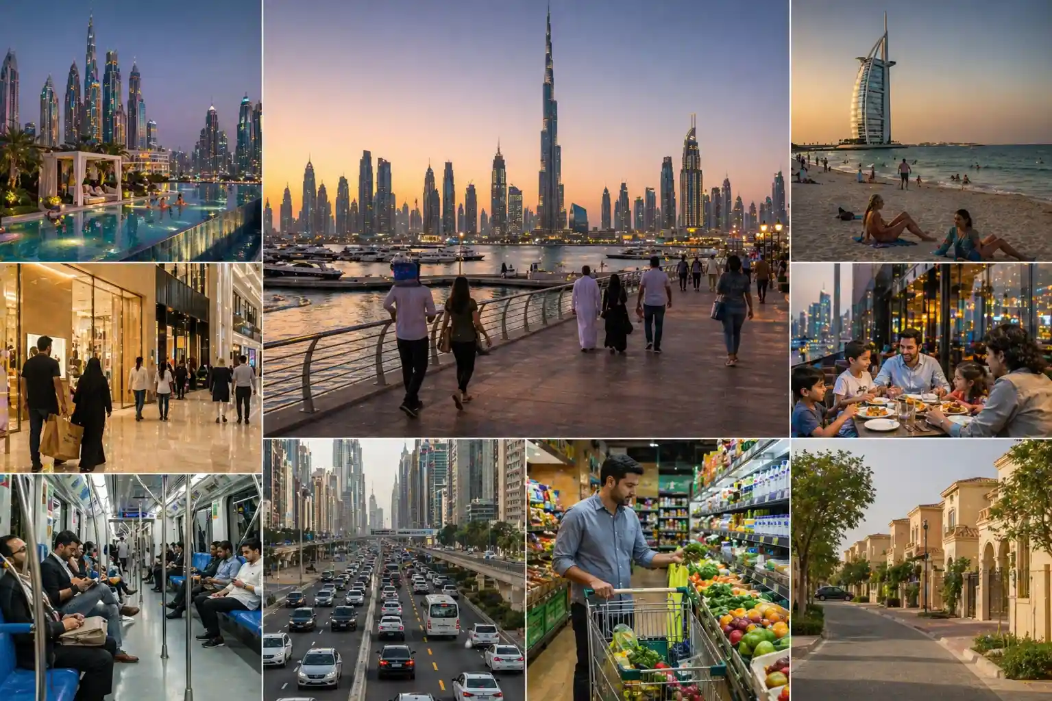 Dubai lifestyle showing luxury and daily life