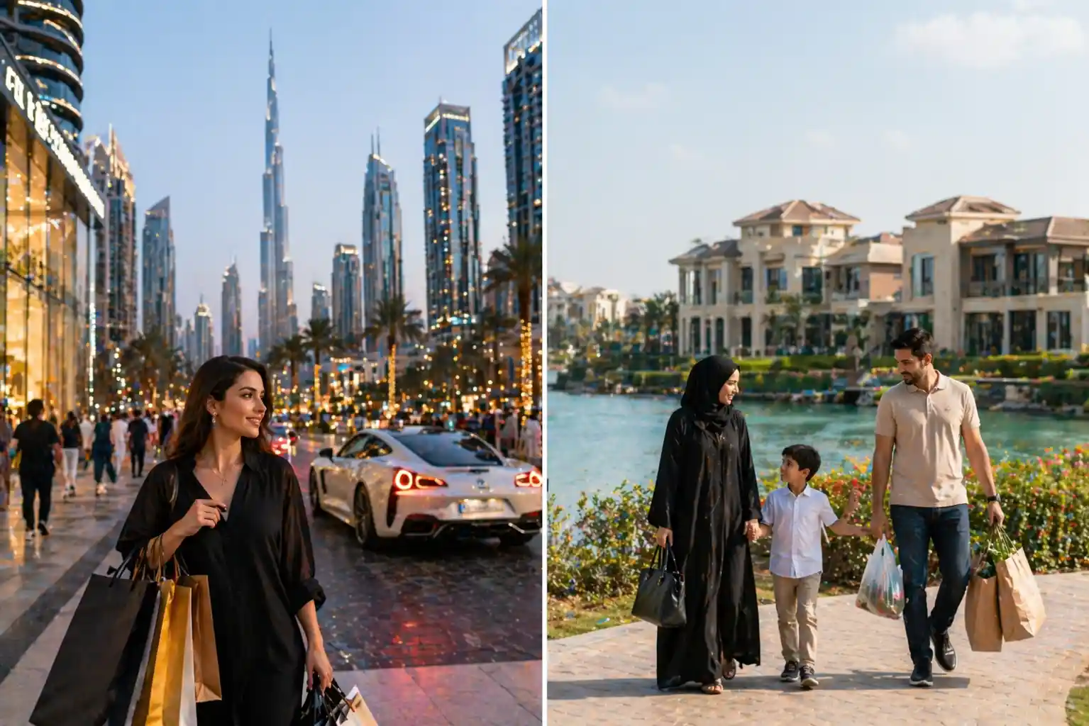 Dubai vs Abu Dhabi cost of living comparison with city lifestyle scenes