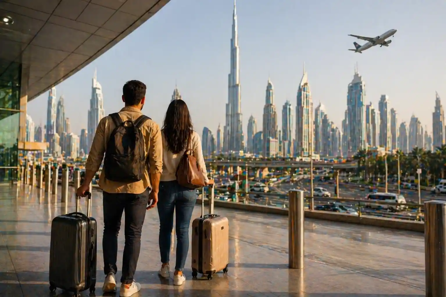 How to move to Dubai showing relocation and travel scene