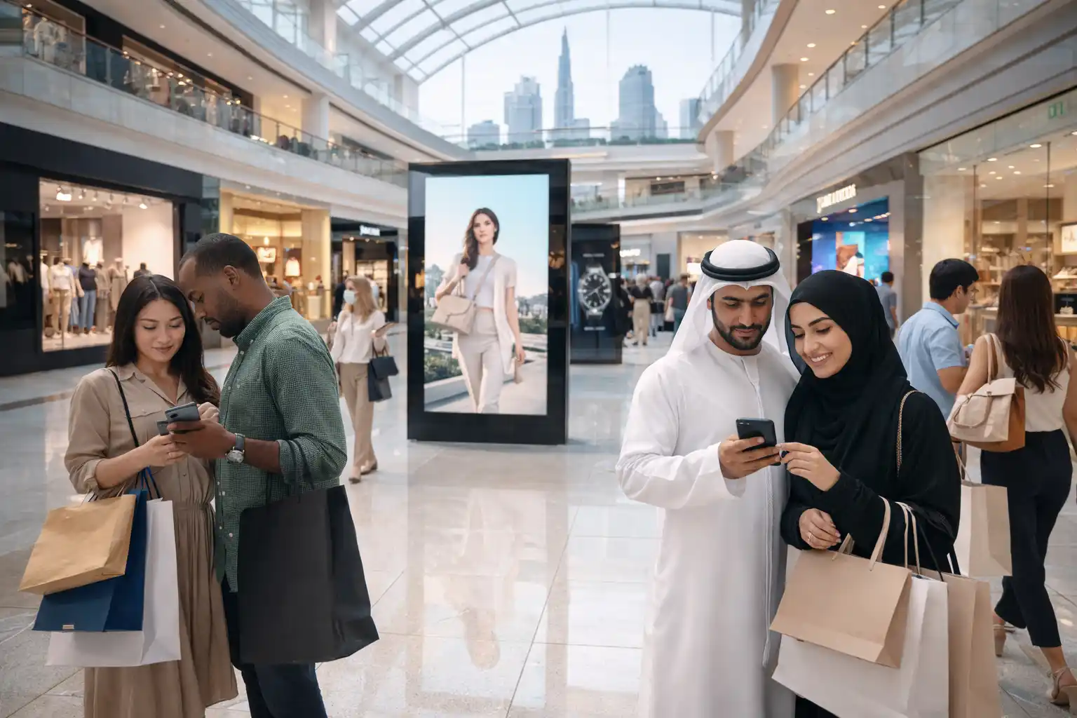 UAE consumers shopping in modern mall with digital and retail integration