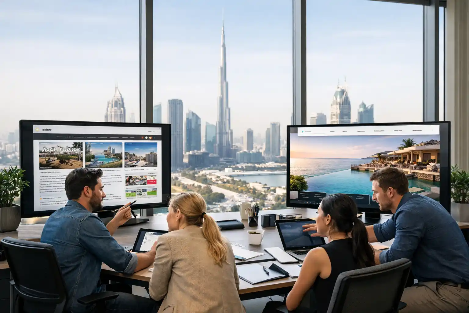 Dubai team working on website redesign with modern UI improvements