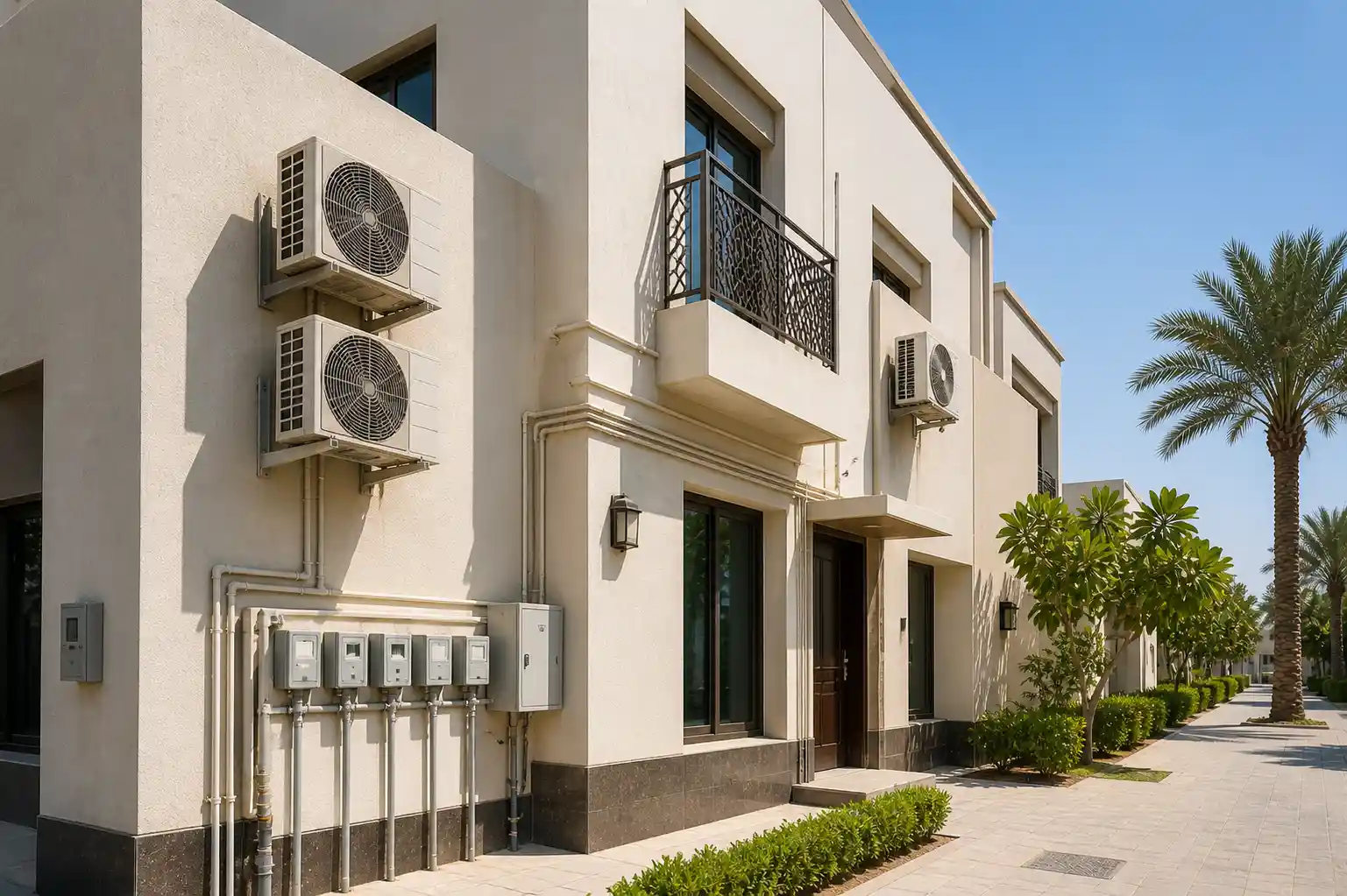 Residential building in UAE showing utility infrastructure and energy usage