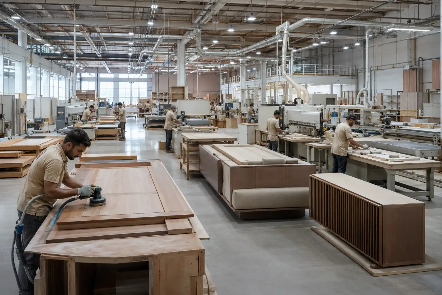Furniture manufacturing factory with modern production equipment in the UAE