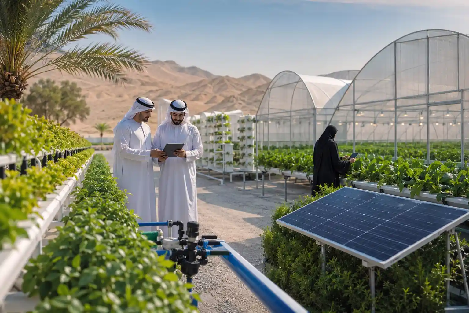 Modern farming systems in UAE using greenhouse and hydroponic technology