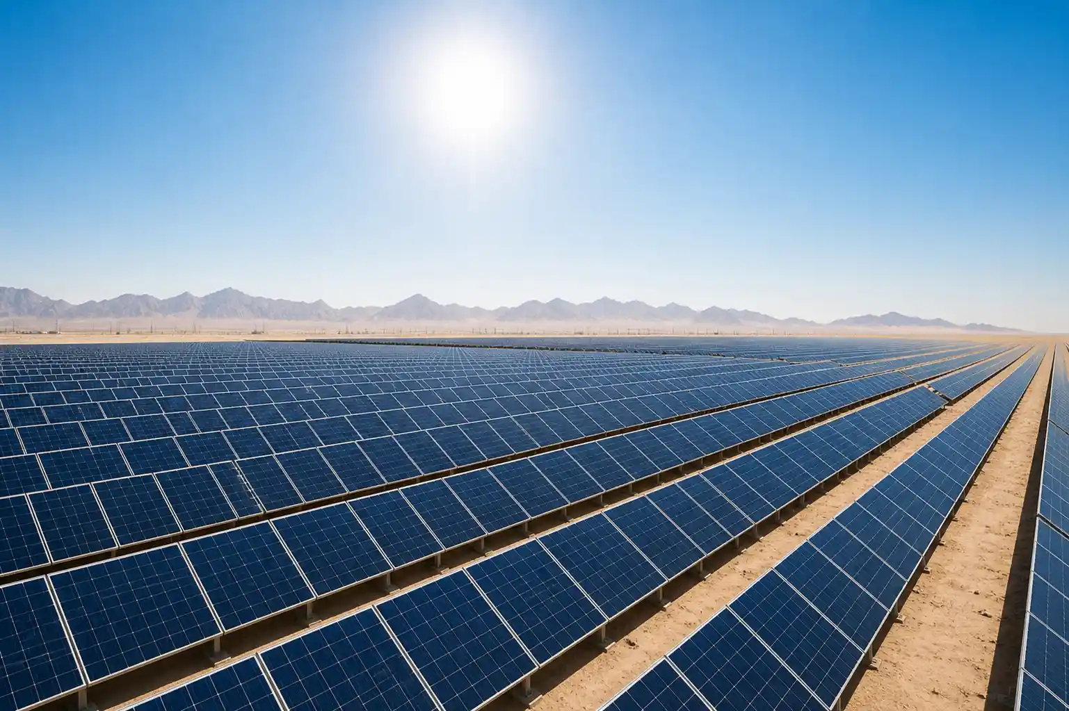 Large-scale solar power plant in UAE desert generating clean energy