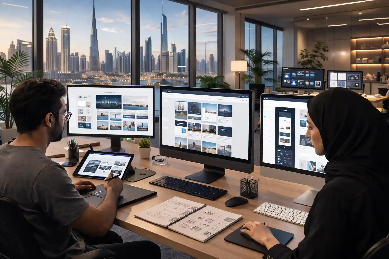 UAE designers working on modern web design UI and UX layouts
