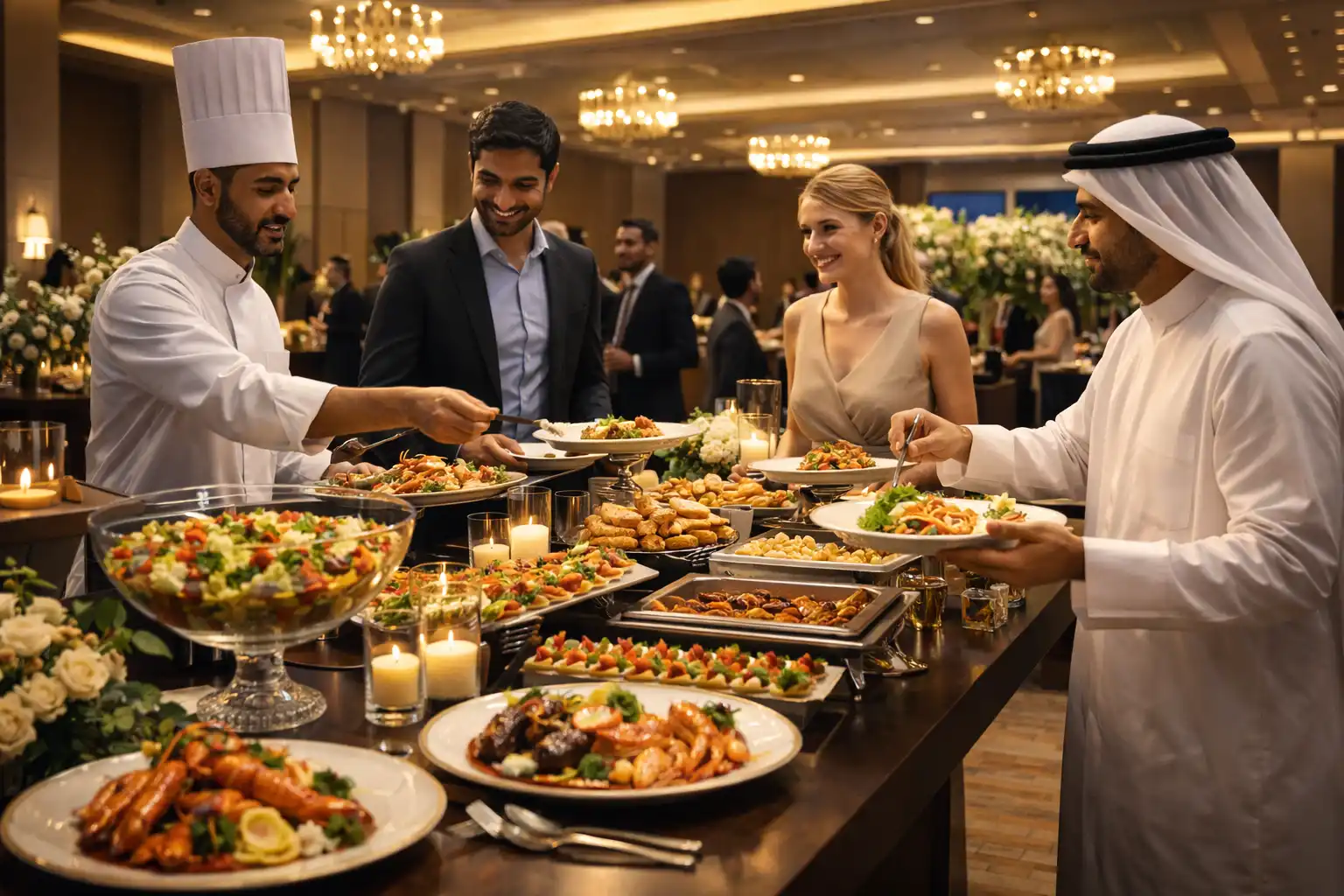 professional catering setup at event in Dubai