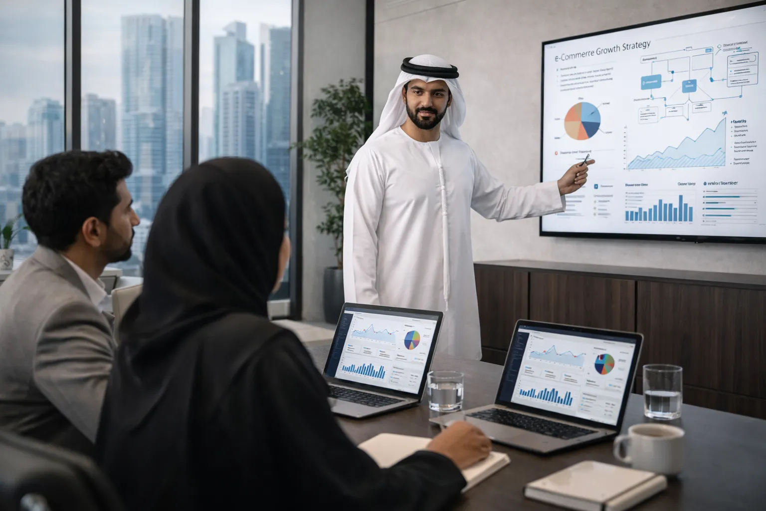 UAE e-commerce agency team planning growth strategy for an online business