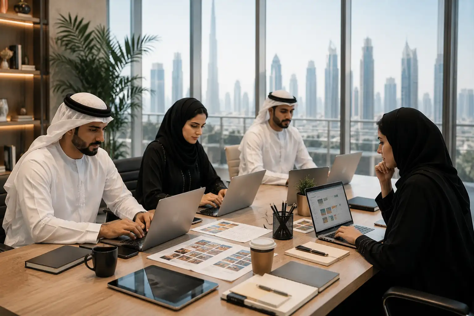 Professional social media content writers in Dubai creating marketing campaigns for UAE businesses