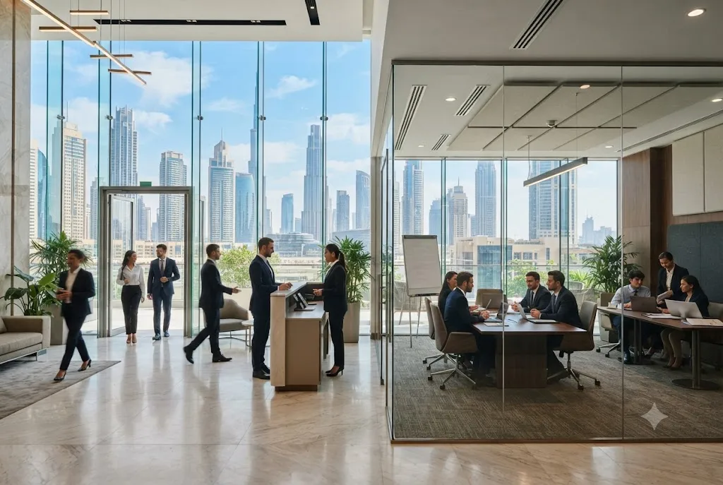 Business center in Business Bay offering modern serviced offices and flexible workspace solutions in Dubai.
