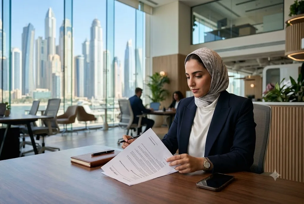 Professional writing a cover letter for job customer service applications in the UAE